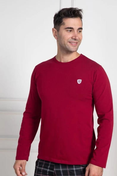 Mecit 3050 Erkek Bordo Ekoseli Büyük Beden Pijama Takımı - 4
