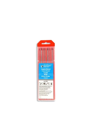 Trafimet WT20 Kırmızı Toryumlu Tungsten Elektrot 10'lu Paket 2,4mm