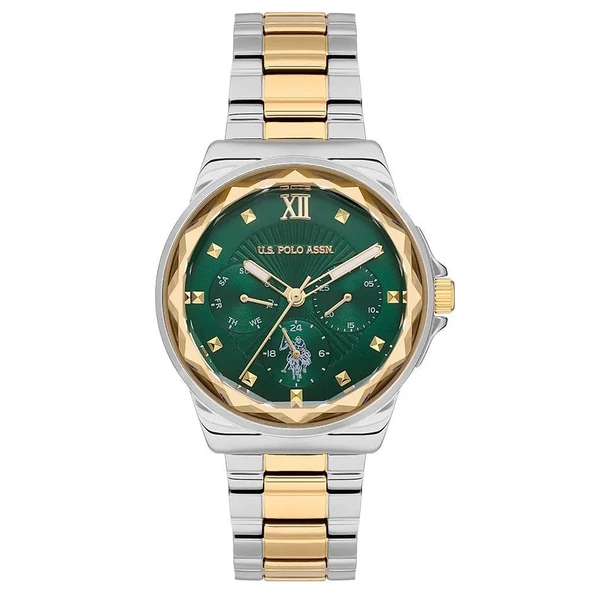 U.S. POLO ASSN. USPA2065-05 ALTIN KAPLAMA YEŞİL KADRAN KADIN KOL SAATİ