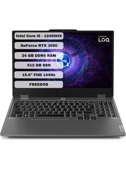 Lenovo LOQ 15IAX9 83GS0099TR i5-12450HX 24 GB 512 GB SSD RTX3050 15.6" Full HD Gaming Laptop - 6