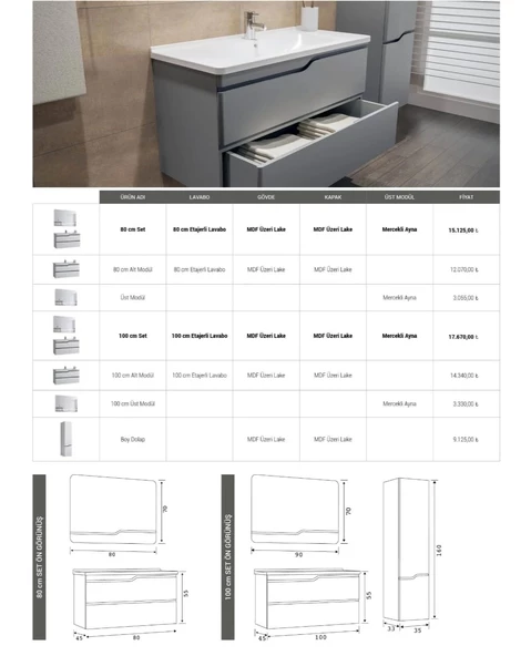 LİNRA LOTTO BANYO DOLAP SETİ VE LAVABO - 2