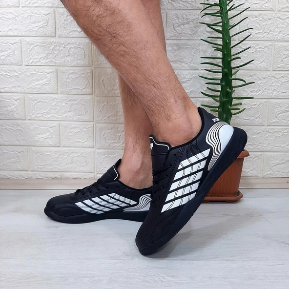 M.P 1351 Siyah-Beyaz Kaymaz Taban Futsal Futbol Ayakkabı - 6