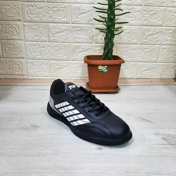 M.P 1351 Siyah-Beyaz Kaymaz Taban Futsal Futbol Ayakkabı - 9