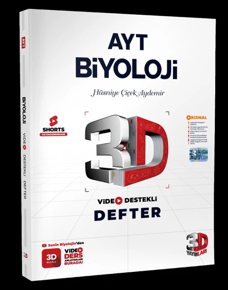 3D Yayınları AYT Biyoloji Video Destekli Defter ürün görseli