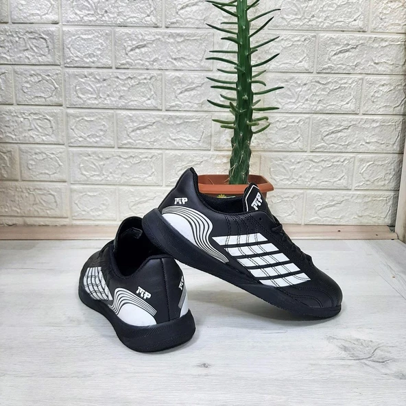 M.P 1351 Siyah-Beyaz Kaymaz Taban Futsal Futbol Ayakkabı - 8
