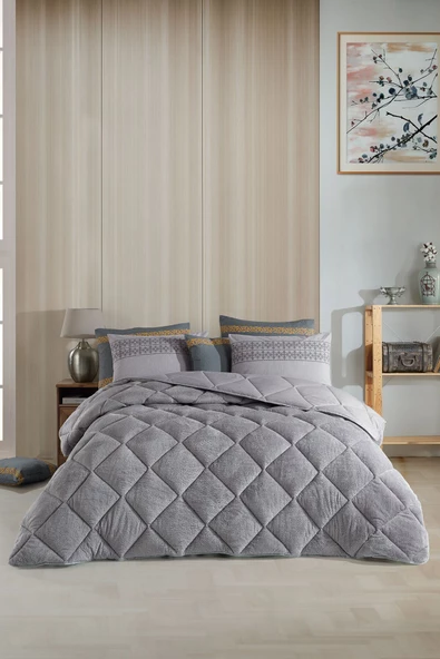 Uykulin Çift Kişilik Wellsoft Uyku Seti Çift Taraflı Lastikli Çarşaflı 4 Yastık Kılıflı 6 Parça Set Grey - 5