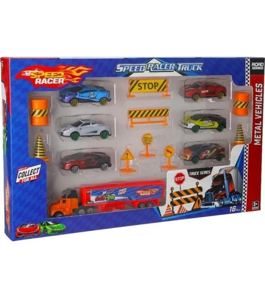 Toysan 49 Tır Seti Trafik Levhalı 6'lı Metal Arabalı