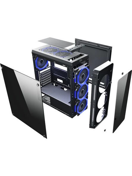 Power Boost Arcylic Halo Rainbow VK-G3904S RGB Fanlı ATX Oyuncu Kasası - 5
