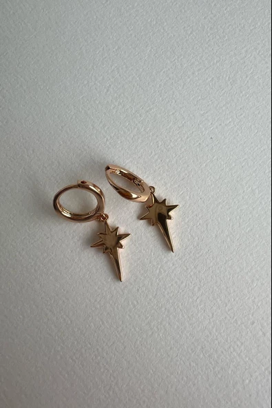 SALLANTILI KUZEY YILDIZI ALTIN KAPLAMA KÜPE - Resim 2