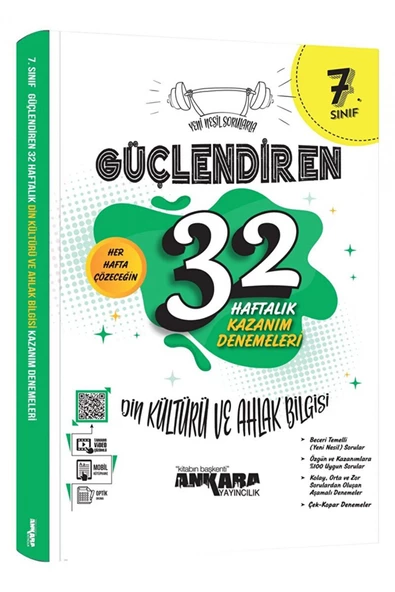 Ankara Yayıncılık 7. Sınıf Güçlendiren 32 Haftalık Din Kültürü ve Ahlak Bilgisi Kazanım Denemeleri