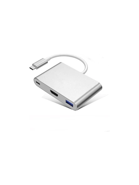 Desingshop Type C To USB-C 4 K Hd HDMI USB 3.0 Port Adaptörü Şarj USB-C