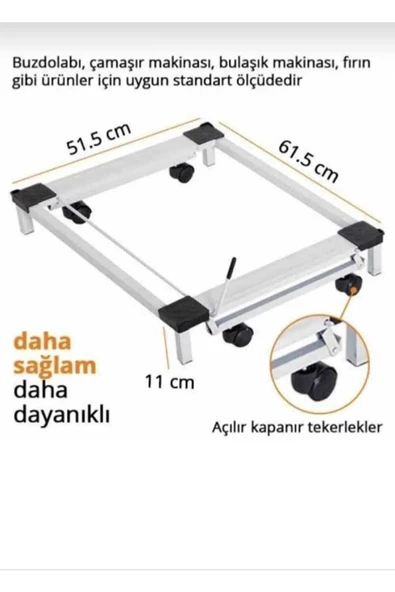GRİ Beyaz Eşya Altlığı Tekerlekli Çamaşır bulaşık buzdolabı v.s Makinesi Altlığı - 4