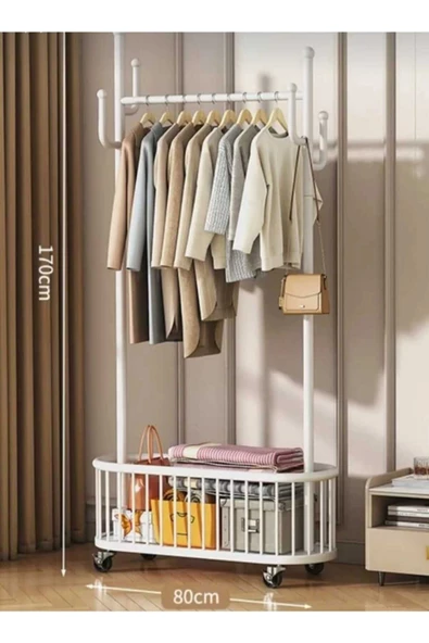 Oval Siyah Sepetli Konfeksiyon Askılığı Kıyafet Askılığı 1035-CN - 2