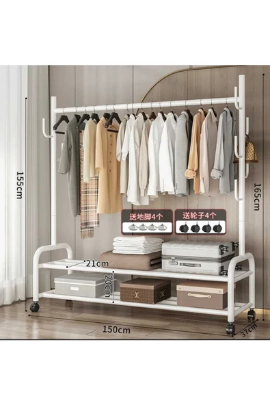 Metal Siyah Portmanto Konfeksiyon Askısı Ayaklı Askılık Elbise Askılığı 1030-CN - 2