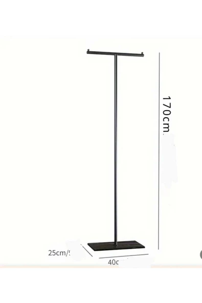 Metal T Siyah Ayaklı Askılık Elbise Askılık 1051-CN - 2