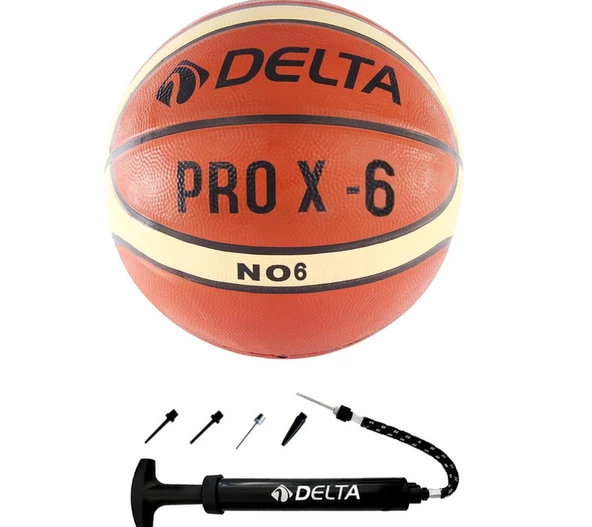 Delta Pro X Deluxe Kauçuk 6 Numara Basketbol Topu + Top Pompası