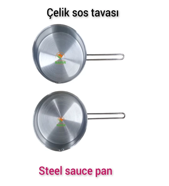 Çelik Sosluk Çelik Sos Tavası 20 cm Ebatlı büyük boy 430 kalite Çelik Sos Tavası iki adet - 2