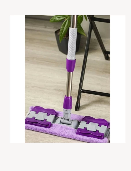QASUL Yer Mopu Paspas Fayans Duvar Yüzey Temizlik Mikrofiber Mop + Yedek Bez Hediye - 8