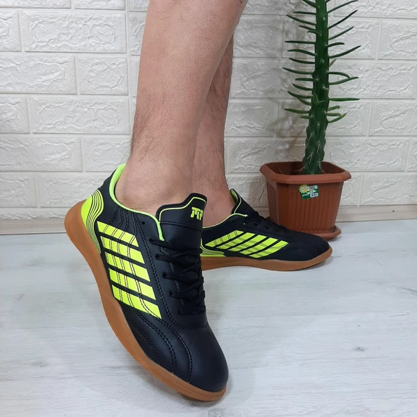 M.P 1351 Siyah-Sarı Kaymaz Taban Futsal Futbol Ayakkabı - 5