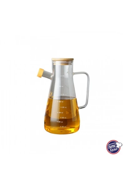 Fame Kitchen Bambu Kapaklı Borosilikat Cam Damlatmaz Yağlık Sirkelik Sosluk - 900 ml - 3