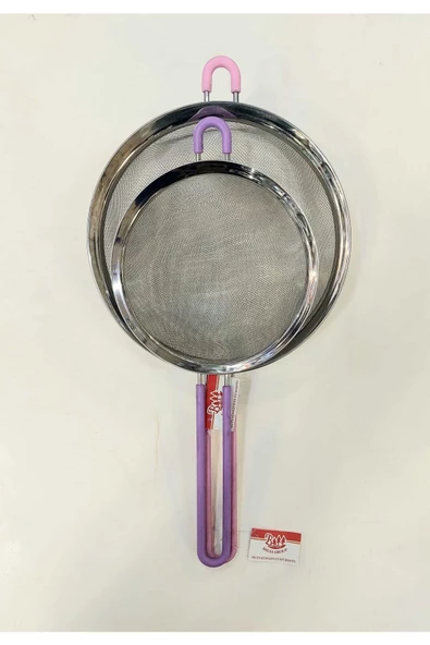 Balsa Paslanmaz Çelik Telli Silikon Saplı İkili Süzgeç Seti 18cm ve 23cm - 12