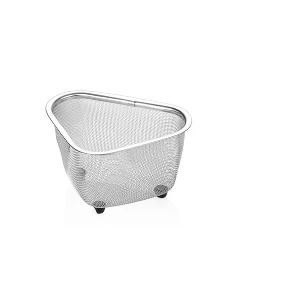 Fame Kitchen Paslanmaz Çelik 18cm ve 20cm Tek Saplı Yuvarlak Süzgeç ve Üçgen Lavabo Süzgeç Seti-3 Parça - 4