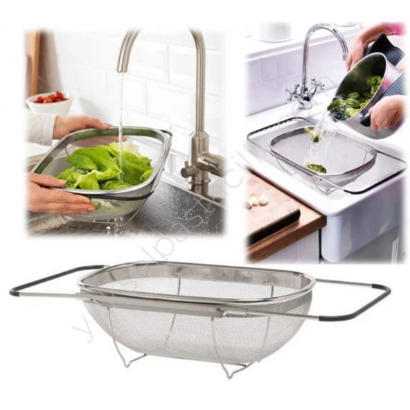 Fame Kitchen Paslanmaz Çelik Çok Amaçlı Pratik Lüx Mutfak Süzgeç Seti-3 Parça - 6