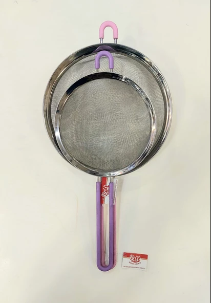 Balsa Paslanmaz Çelik Telli Silikon Saplı İkili Süzgeç Seti 18cm ve 23cm - 4