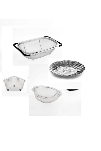 Fame Kitchen Ultra Paslanmaz Çelik Çok Amaçlı Pratik Mutfak Süzgeç Seti-4 Parça - 3