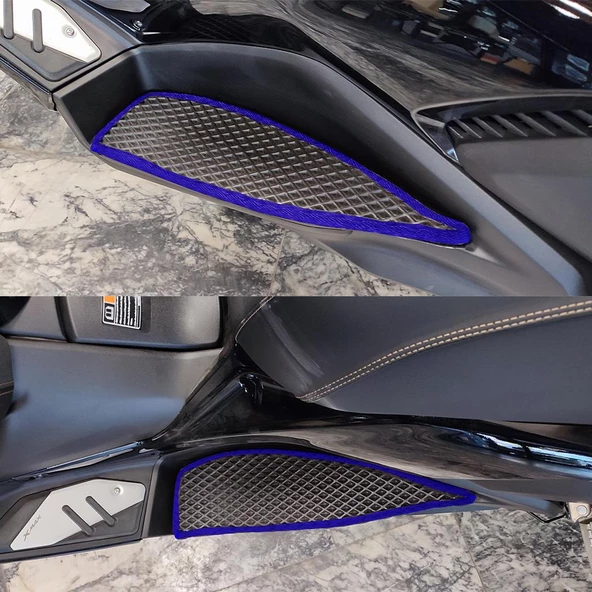 Bod Yamaha XMAX/Tech MAX 250 Motor 3D Havuzlu Paspas Siyah-Fitil Rengi Mavi - Resim 3