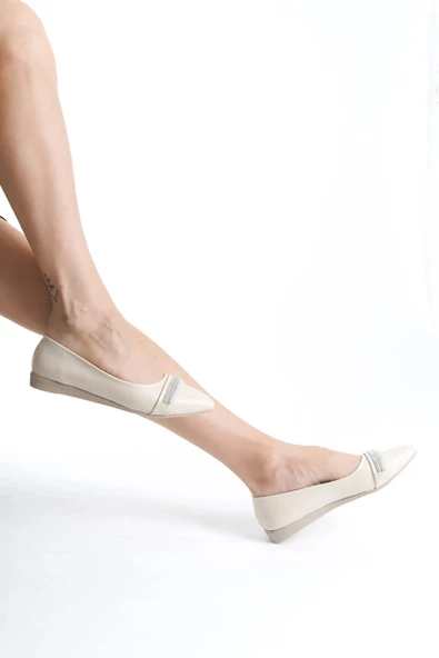 Kadın Çift Taşlı Düz Taban Rahat Günlük Babet - Resim 3