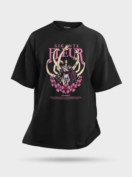 Oversize Nico Robin Gigante Fleur Çiçek One Piece Baskılı Unisex Tişört