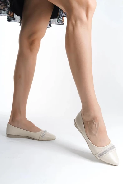 Kadın Çift Taşlı Düz Taban Rahat Günlük Babet - Resim 2