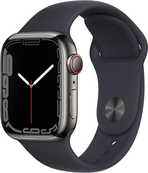 Apple Watch Series 7 GPS + Cellular 41mm Grafit Paslanmaz Çelik Kasa ve Spor Kordon Akıllı Saat - Outlet