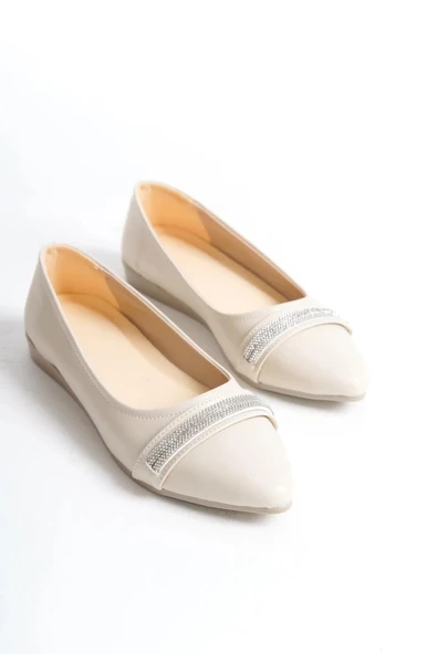 Kadın Çift Taşlı Düz Taban Rahat Günlük Babet - Resim 5