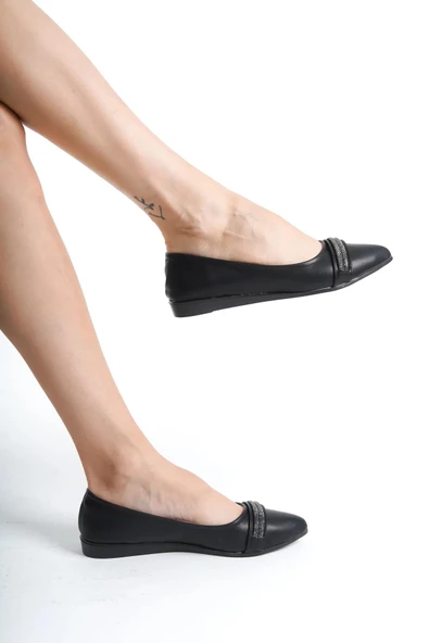 Kadın Çift Taşlı Düz Taban Rahat Günlük Babet - Resim 8