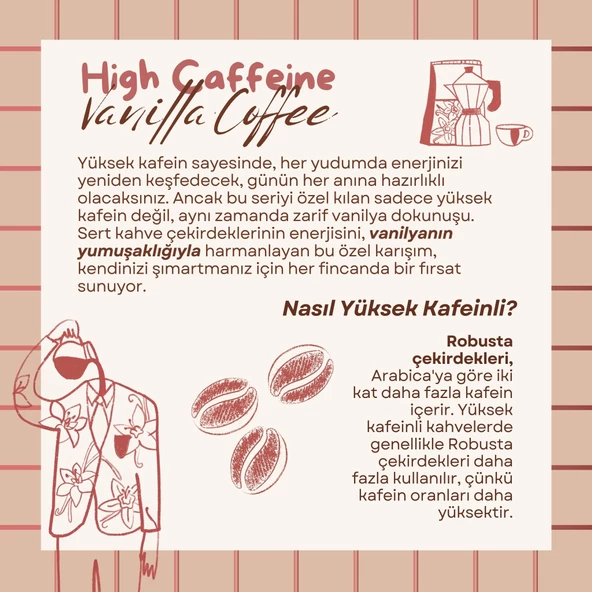High Caffeine Vanilla Coffe Vanilya Aromalı Yüksek Kafeinli Kahve Filtre Kahve 200 GR - Resim 2