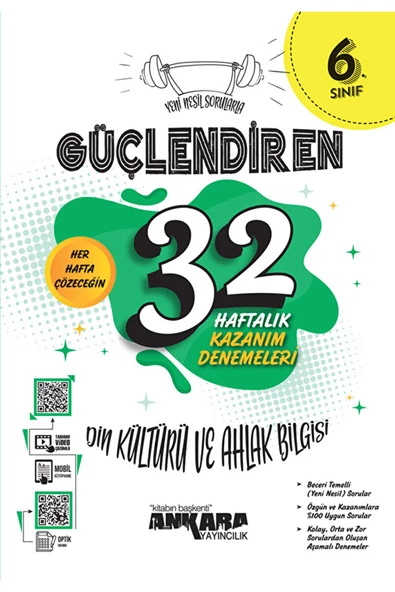 Ankara Yayıncılık 6. Sınıf Güçlendiren 32 Haftalık Din Kültürü ve Ahlak Bilgisi Kazanım Denemeleri