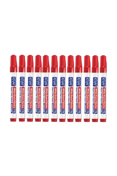 KRAF Kırmızı Doldurulabilir Beyaz Tahta Kalemi 12'li ürün görseli