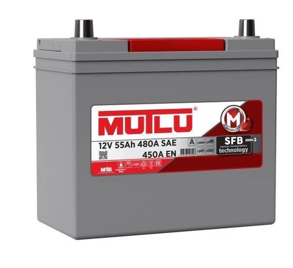 Mutlu 12 Volt 55 Amper Dar Düz Akü Üretim Yılı: 2024
