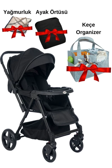 JOELL Trendy Çift Yönlü Bebek Arabası / Keçe Organizer / Ayak Örtüsü / Yağmurluk