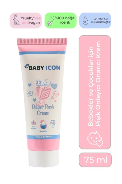 BABY İCON Pişik Önleyici Ve Onarıcı Krem -75 ml Doğal, Vegan