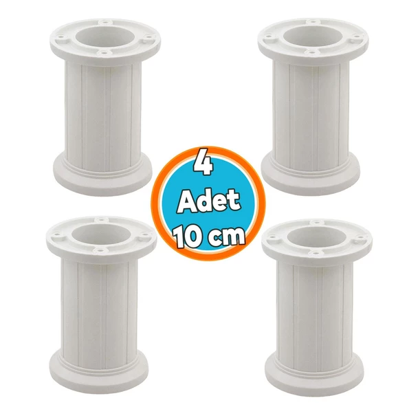 4 Adet Mobilya Koltuk Kanepe Tezgah Ünite Ayağı Ayarlı Beyaz Baza Ayak 10 cm ürün görseli