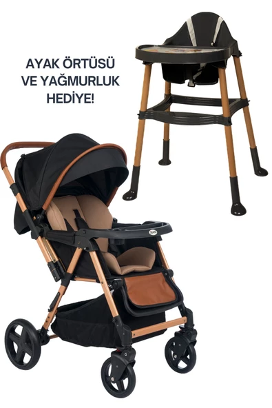 JOELL Trendy Bebek Arabası / Miracool Pera Mama Sandalyesi / Ayak Örtüsü ve Yağmurluk Hediye