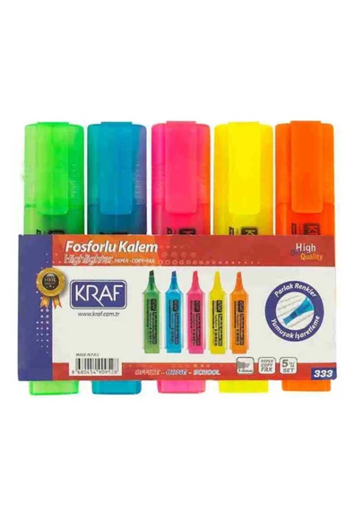 KRAF Fosforlu Kalem 5li Set ürün görseli