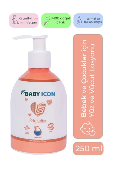 BABY İCON Nemlendirici Yüz Ve Vücut Bebek Losyonu - 250 ml Doğal, Vegan Ve Parfüm Içermez