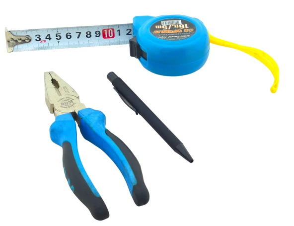 BDM BD227 180mm Pense,GS Optimus 5m/16ft Metre,Metal Tükenmez Kalem Set - 2