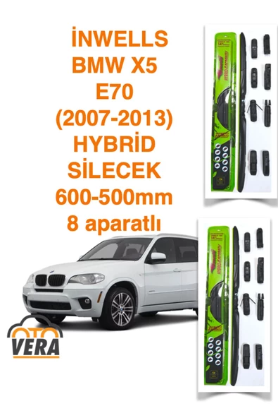 Inwells BMW X5 E70  (2007-2013) Inwells HYBRİD 8 aparatlı Silecek Takımı  600x500