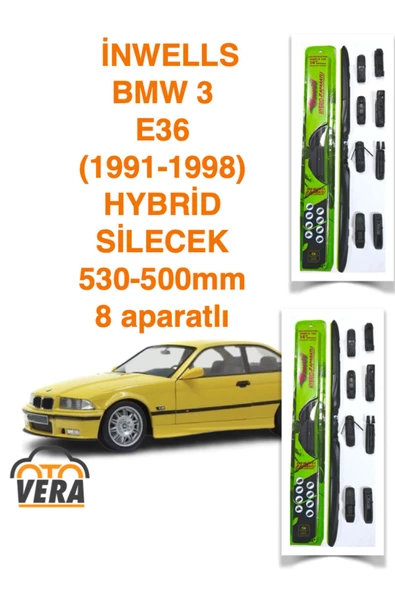 Inwells BMW 3 E36   (1991-1998) Inwells HYBRİD 8 aparatlı Silecek Takımı  530x500