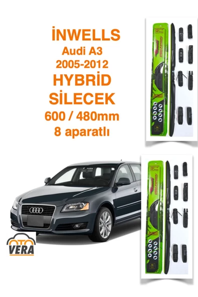 Inwells Audi A3  (2005-2012) Inwells HYBRİD 8 aparatlı Silecek Takımı  600x480 ürün görseli
